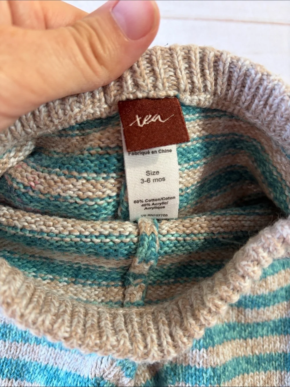 Tea Collection Mint Green Hooded Baby Sweater + Striped Knit Pants